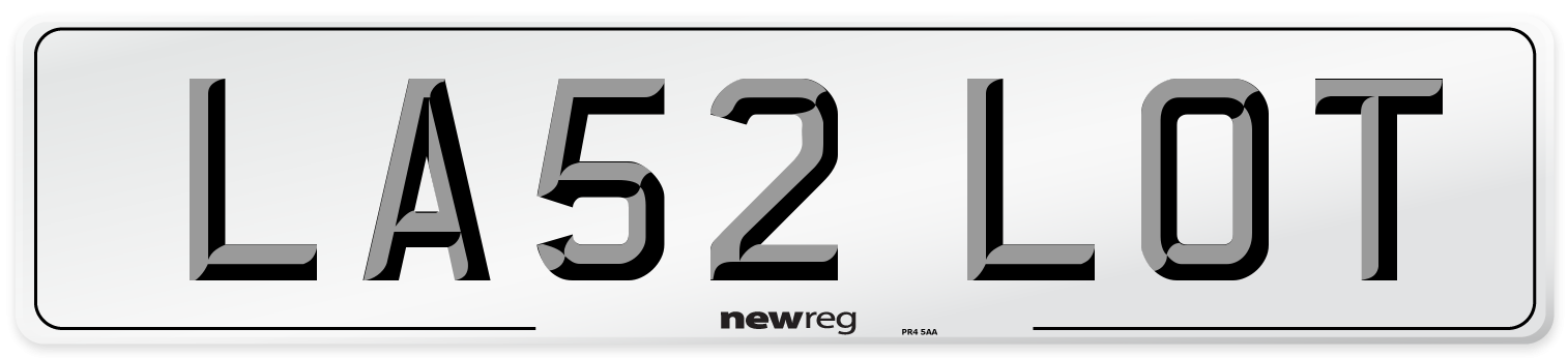 LA52 LOT Number Plate from New Reg